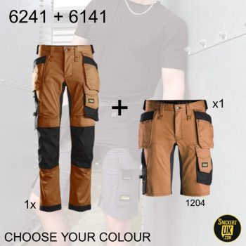 Snickers AllRoundWork Stretch Holster Pocket Trousers & Shorts Pack