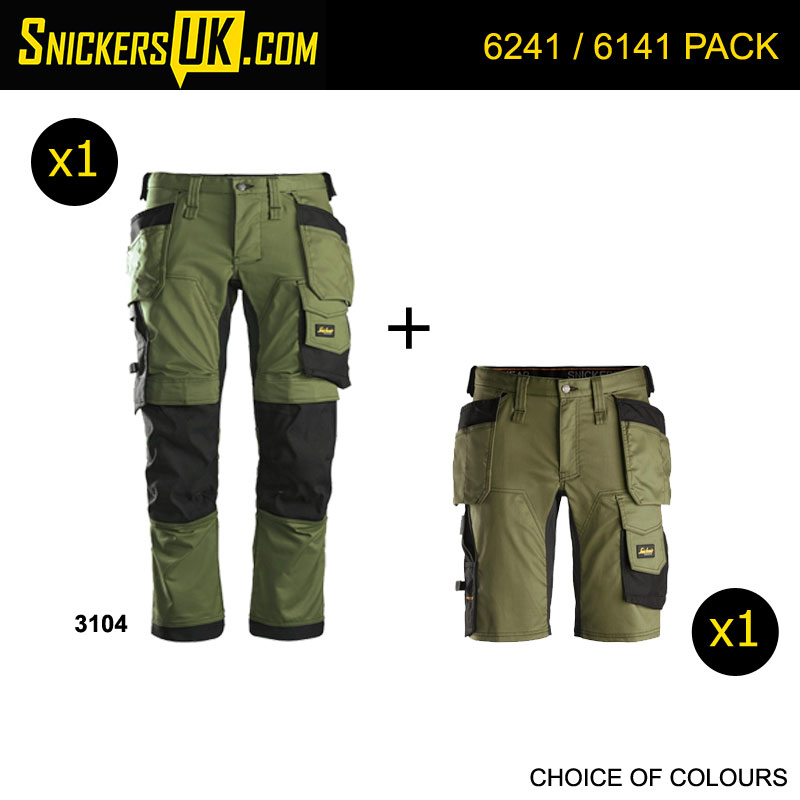 Snickers AllRoundWork Stretch Holster Pocket Trousers & Shorts Pack
