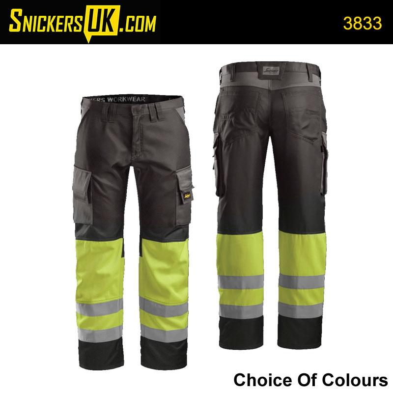 Snickers 3833 High-Vis CL1 Trousers - Snickers Workwear