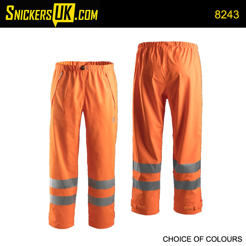 Snickers 8243 High-Vis PU CL2 Rain Trousers