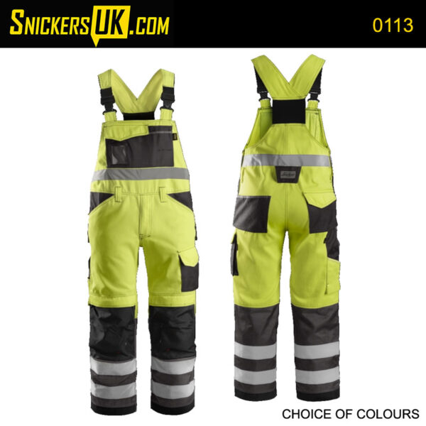 Snickers 0113 High-Vis Bib & Brace Trousers