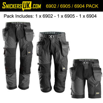 Snickers FlexiWork Holster Pocket Trousers & Shorts Triple Pack
