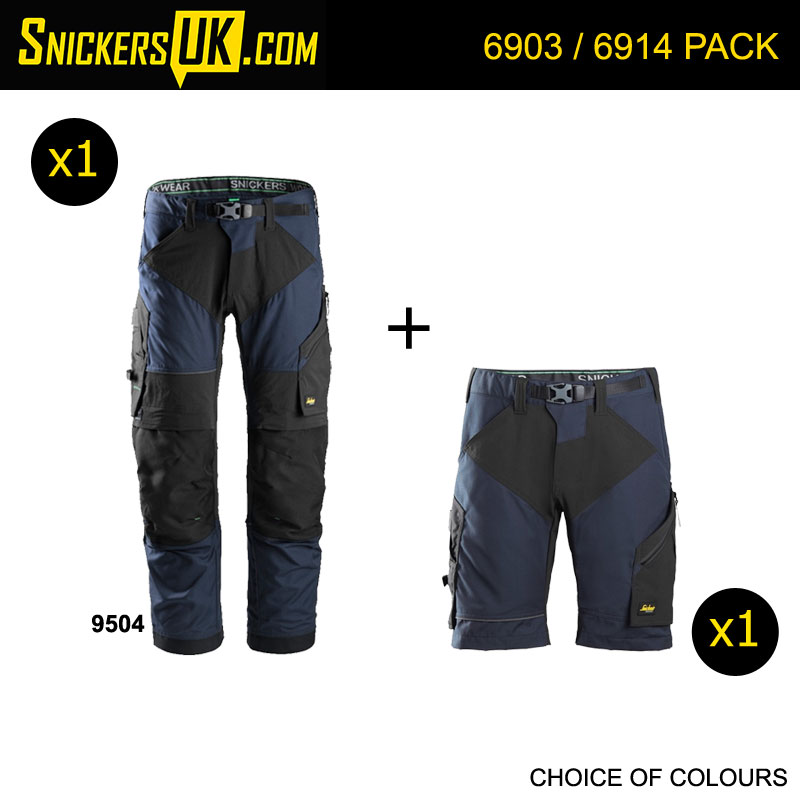 Snickers FlexiWork Non Holster Pocket Trousers & Shorts Pack