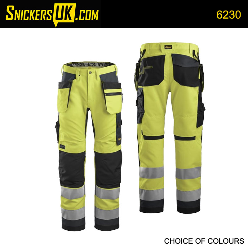 Dirt Repelling UK SUPPLIER-3033 Snickers Hi Vis Holster Pocket Shorts Class 1 