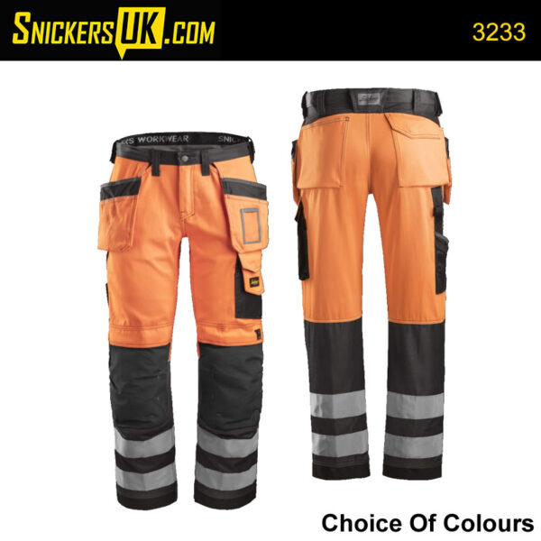 Snickers 3233 High-Vis Holster Pocket CL2 Trousers - Snickers Workwear