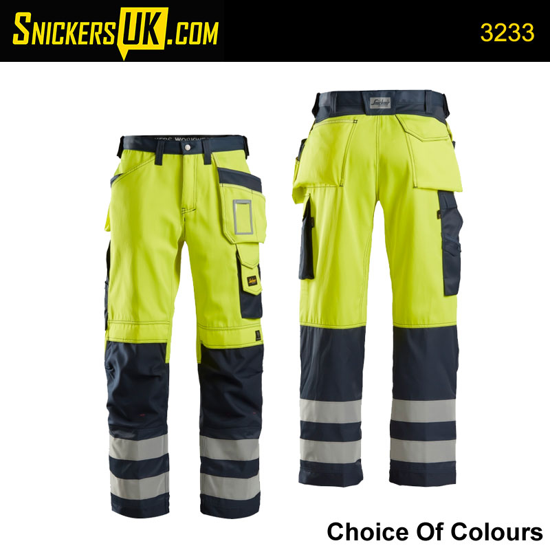 Snickers 3233 High-Vis Holster Pocket CL2 Trousers - Snickers Workwear