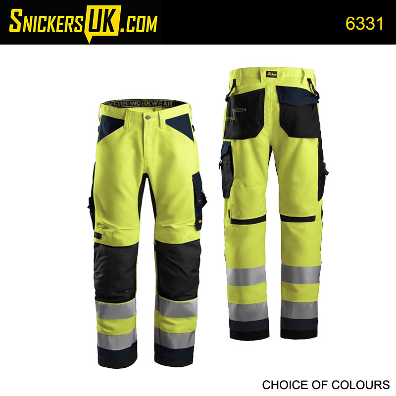 Snickers 6331 AllRoundWork Hi-Vis Non Holster Pocket Trousers