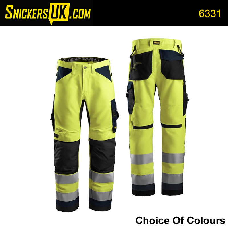 Snickers 6331 AllroundWork Hi-Vis Non Holster Pocket Trousers