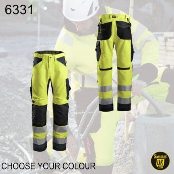 Snickers 6331 AllRoundWork High Vis Non Holster Pocket Trousers