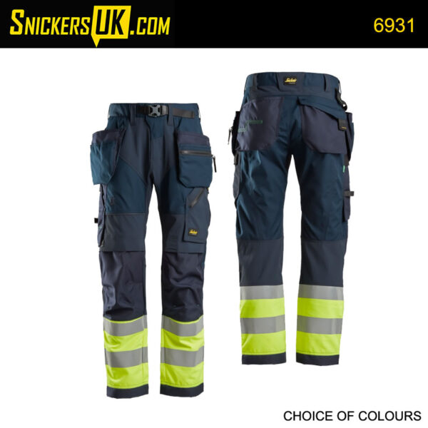 Snickers 6931 FlexiWork Hi-Vis Holster Pocket Trousers