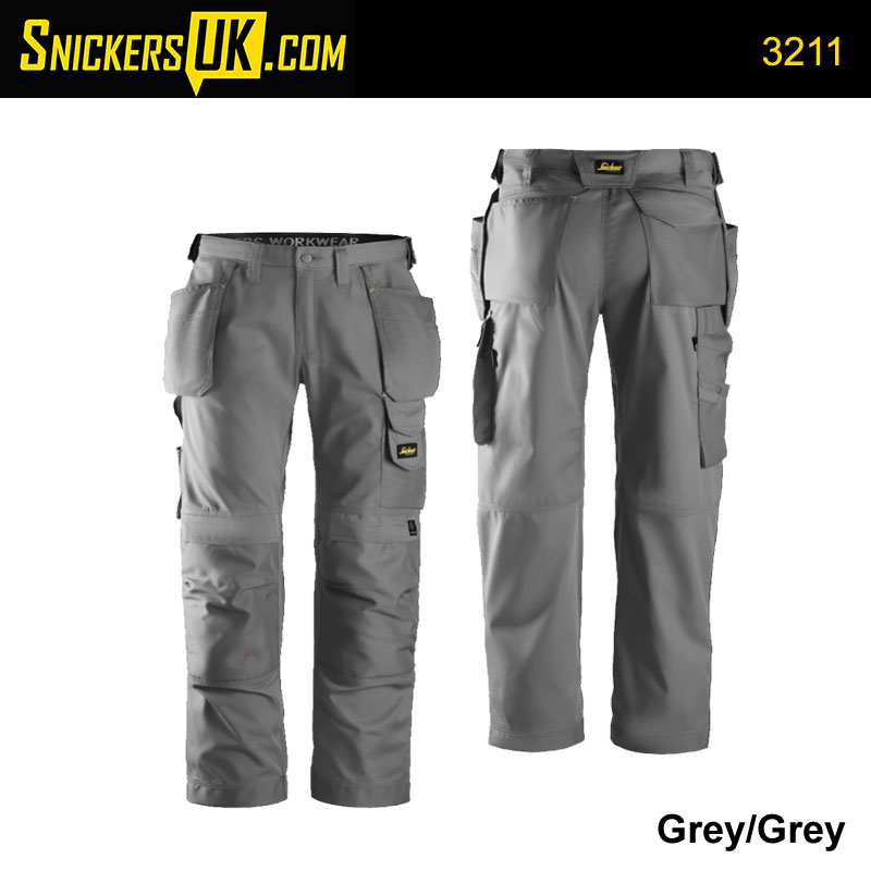 CoolTwill GREY Snickers 3211 Craftsmen Holster Pocket Cargo Trousers 