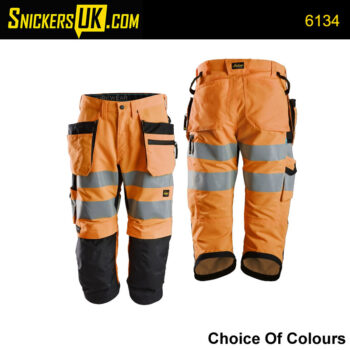 Snickers 6134 LiteWork High Vis Holster Pocket 3/4 Pirate Trousers - Snickers Workwear