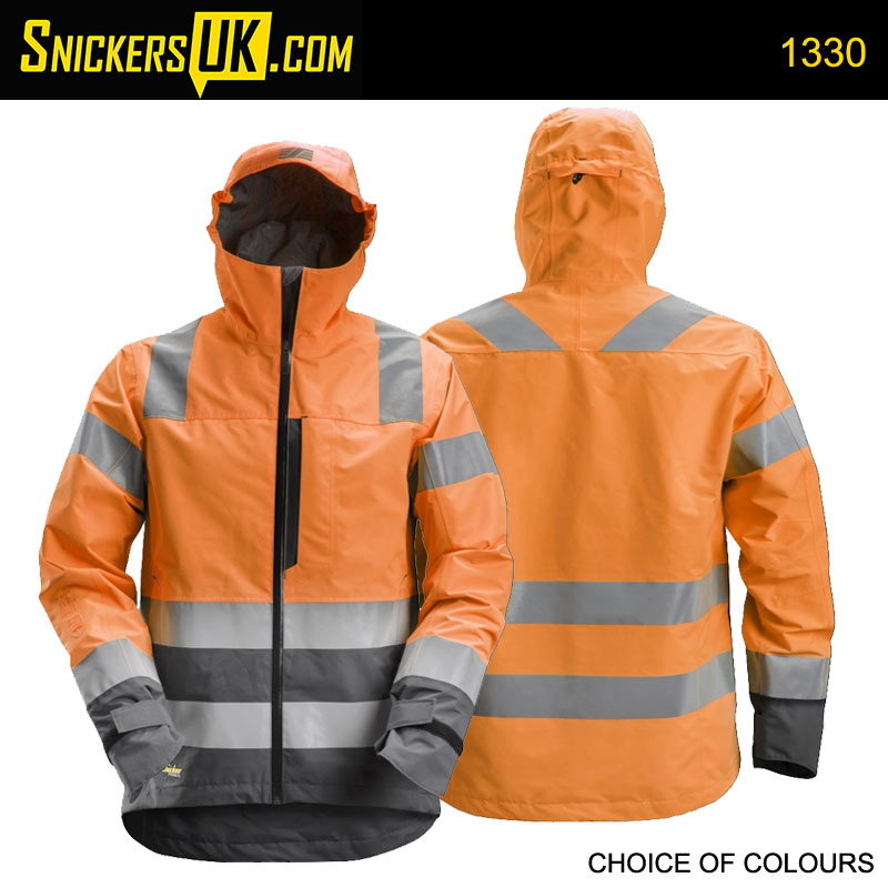 Snickers 1330 AllRoundWork High Vis Waterproof Shell Jacket