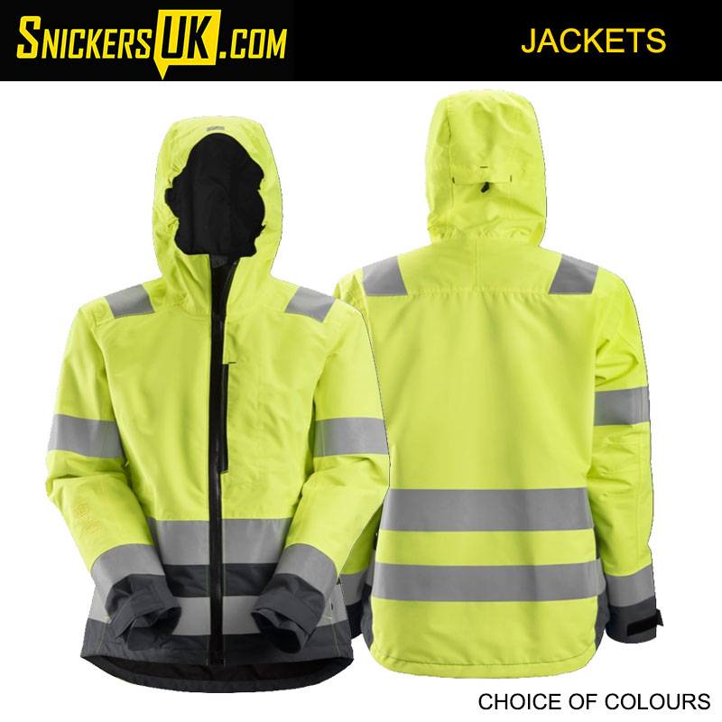 Snickers 1347 AllRoundWork Women's High Vis Waterproof Shell Jacket - High Vis Jackets