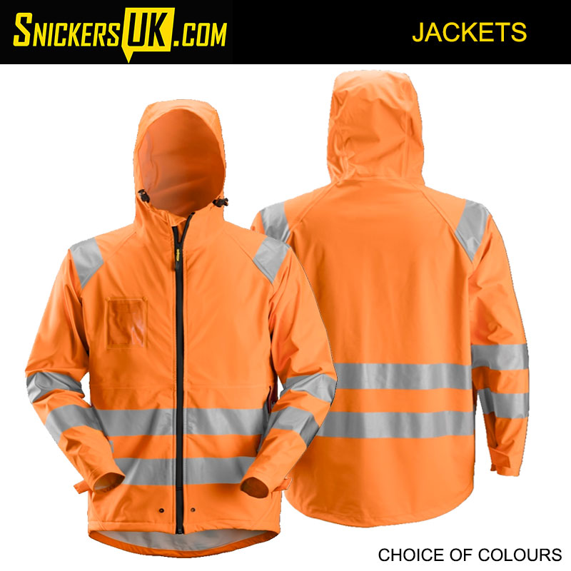 Snickers 8233 High-Vis PU Rain Jacket | Snickers Waterproof Hi-Vis Jackets