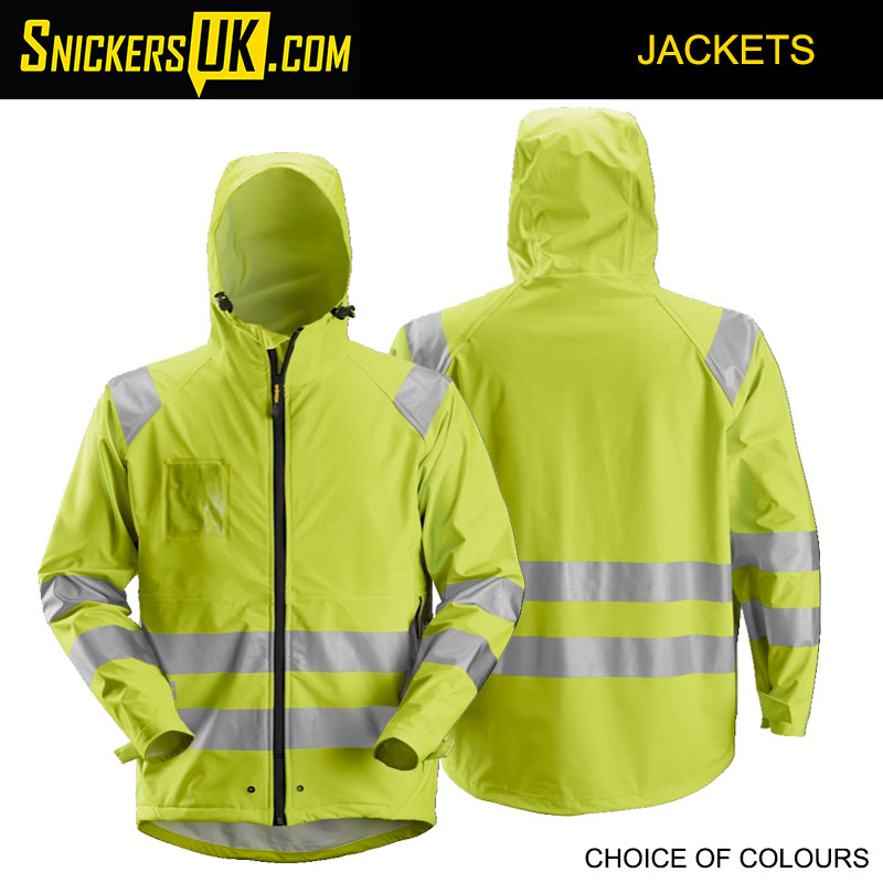 Snickers 8233 High-Vis PU Rain Jacket | Snickers Waterproof Hi-Vis Jackets