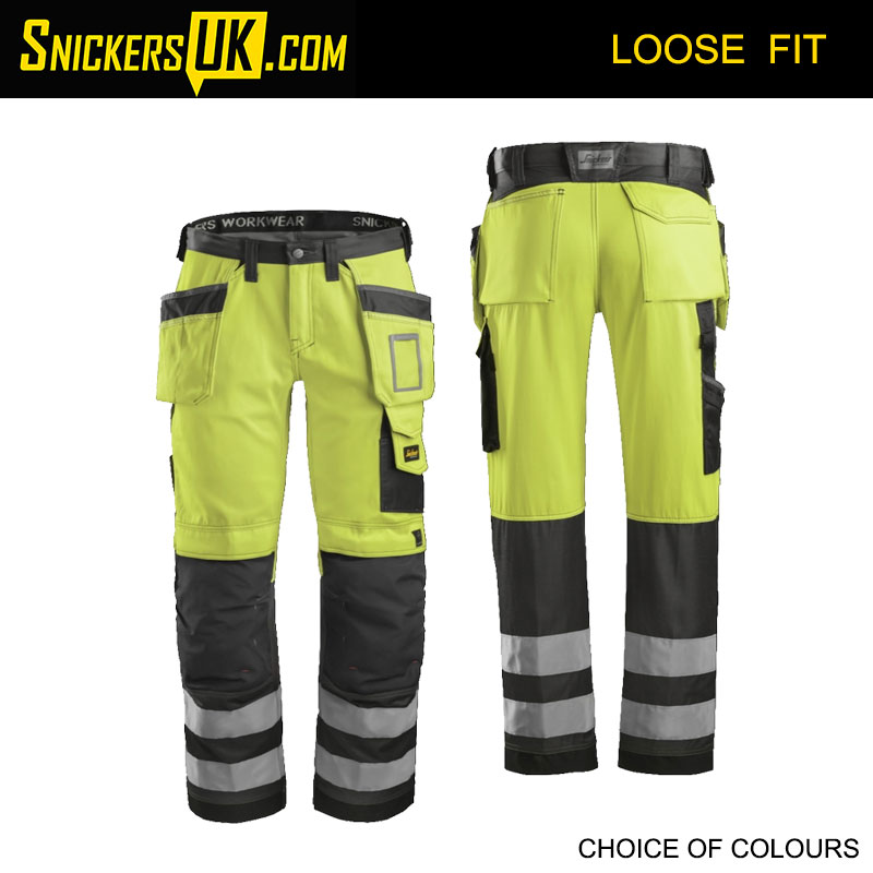 Snickers 3233 High-Vis Holster Pocket Trousers - Snickers Hi Vis Trousers