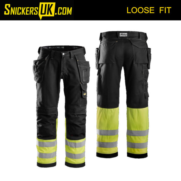 Snickers 3235 High-Vis Cotton Holster Pocket Trousers - Snickers Hi Vis Trousers