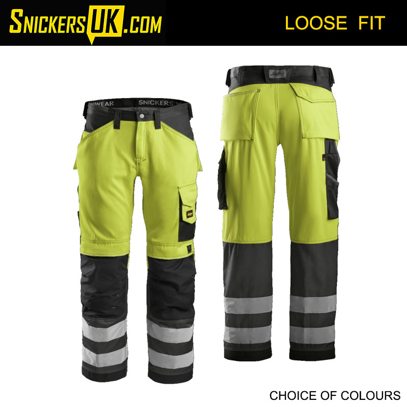 Snickers 3333 Hi-Vis Non Holster Pocket CL2 Trousers - Snickers Hi Vis Trousers
