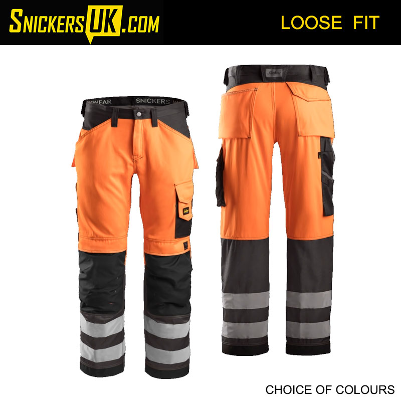 Snickers 3333 Hi-Vis Non Holster Pocket CL2 Trousers - Snickers Hi Vis Trousers