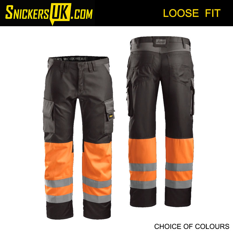 Snickers 3833 High-Vis CL1 Trousers - Snickers Hi Vis Trousers