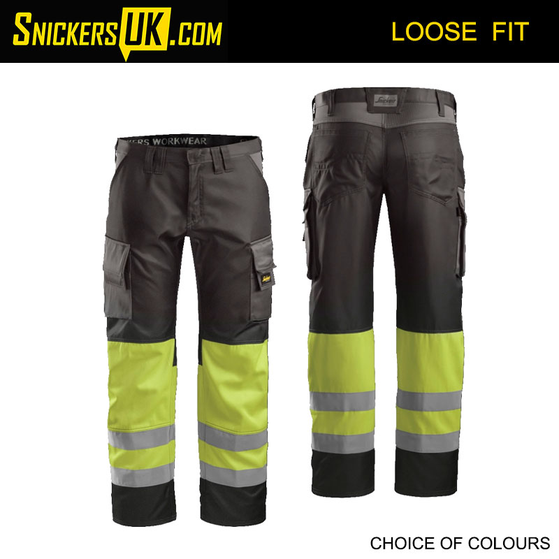 Snickers 3833 High-Vis CL1 Trousers - Snickers Hi Vis Trousers