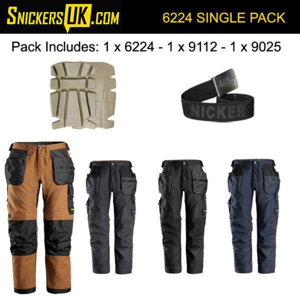 Snickers 6224 AllRoundWork Canvas+ Stretch Work Holster Pocket Trousers Pack - Snickers Workwear