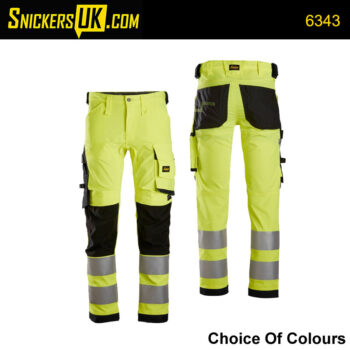 Snickers 6343 High Vis Stretch Non Holster Pocket Trousers - Snickers Workwear