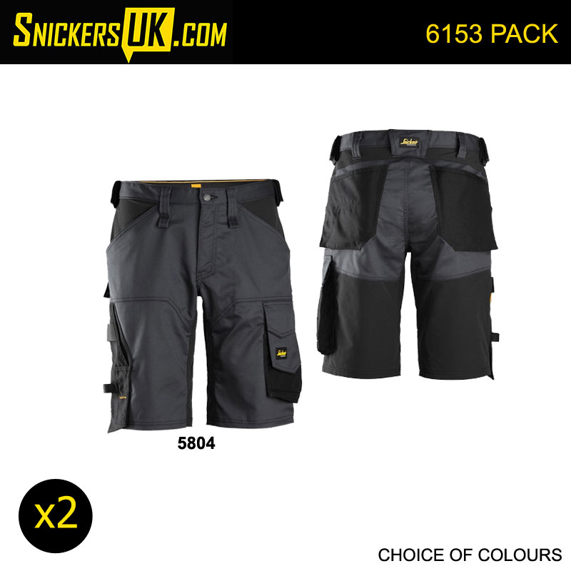 Snickers 6153 AllRoundWork Loose Fit Stretch Non Holster Pocket Shorts Pack