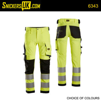 Snickers 6343 High Vis Stretch Non Holster Pocket Trousers
