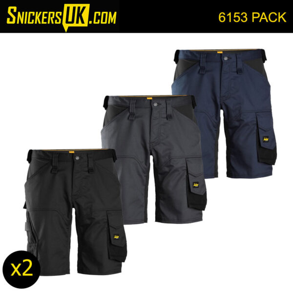 Snickers 6153 AllRoundWork Loose Fit Stretch Non Holster Pocket Shorts Pack