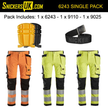 Snickers 6243 AllRoundWork High Vis Stretch Holster Pocket Trousers - Snickers Workwear
