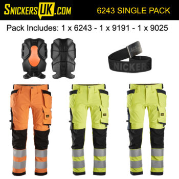 Snickers 6243 AllRoundWork High Vis Stretch Holster Pocket Trousers Pack - Snickers Workwear