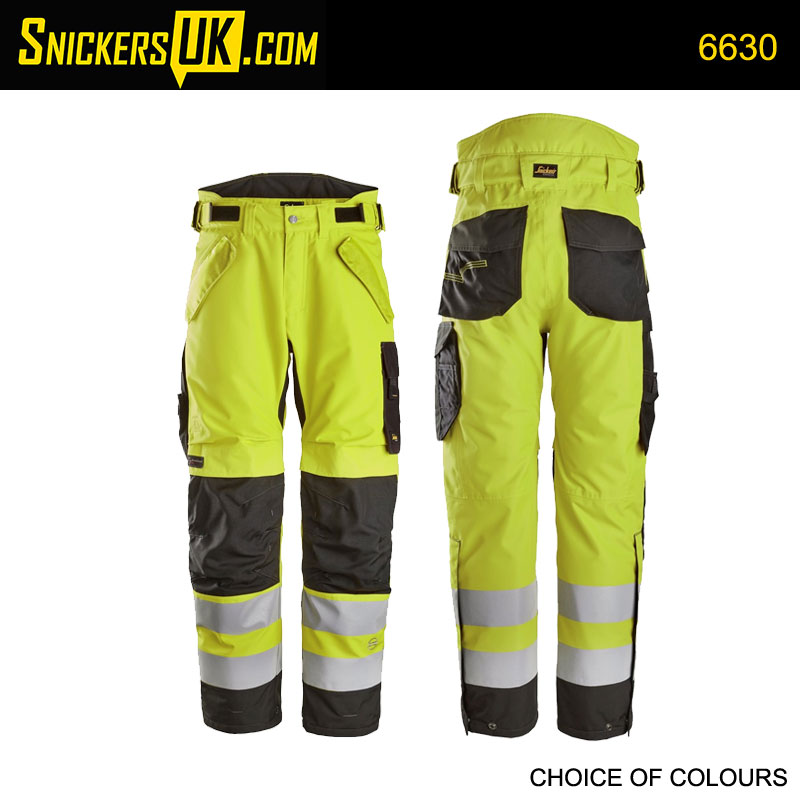 Snickers 6630 High Vis Class 2 Waterproof 37.5 2 Layer Light Padded Trousers