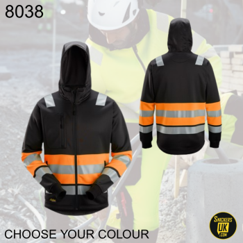 Snickers 8038 High Vis Class 1 Full Zip Hoodie