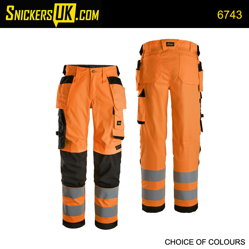Snickers 6743 Women's High Vis Class 2 Stretch Holster Pocket Trousers