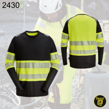 Snickers 2430 High Vis Class 1 Long Sleeve T Shirt
