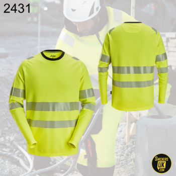 Snickers 2431 High-Vis Class 2/3 Long Sleeve T Shirt