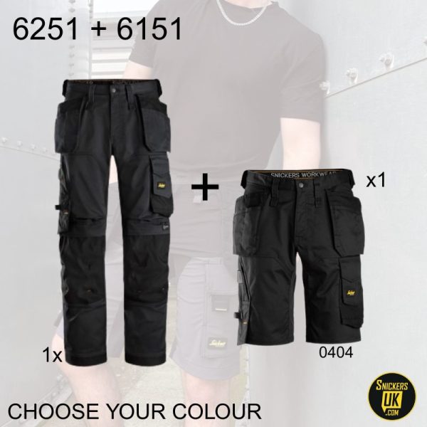 Snickers AllRoundWork Loose Fit Stretch Holster Pocket Trousers & Shorts Pack