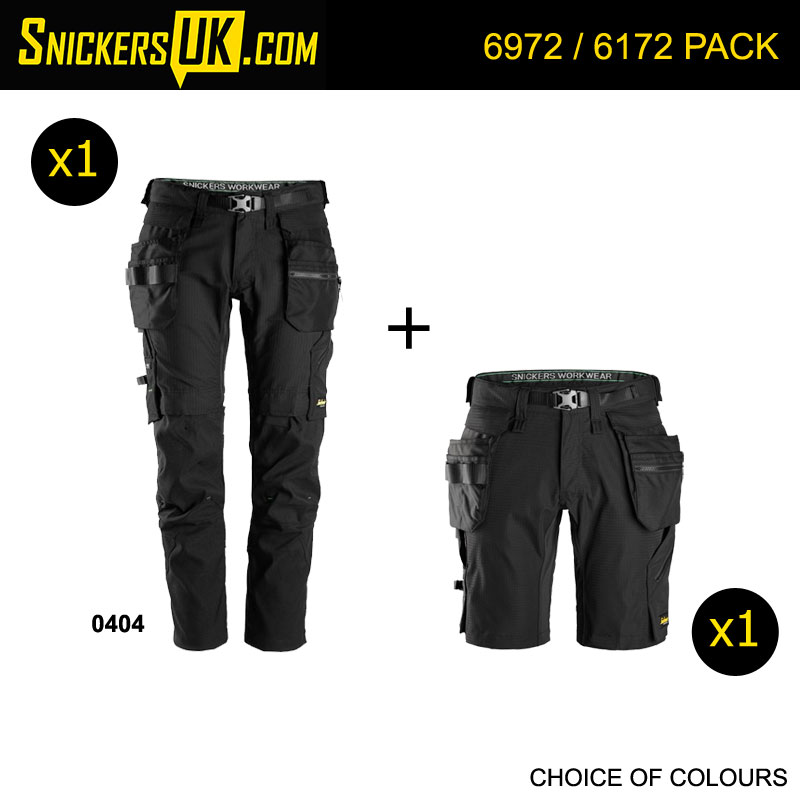 Snickers 6972 FlexiWork Detachable Holster Pocket Trousers & Shorts Pack