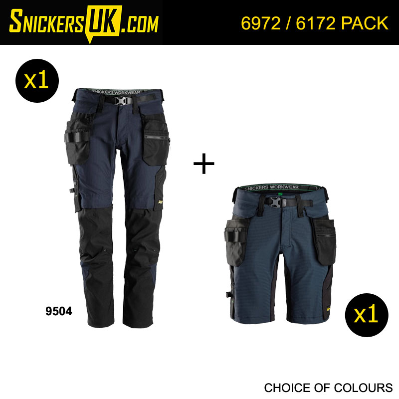 Snickers 6972 FlexiWork Detachable Holster Pocket Trousers & Shorts Pack