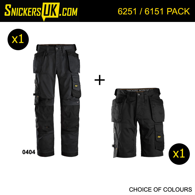 Snickers AllRoundWork Loose Stretch Holster Pocket Trousers & Shorts Pack
