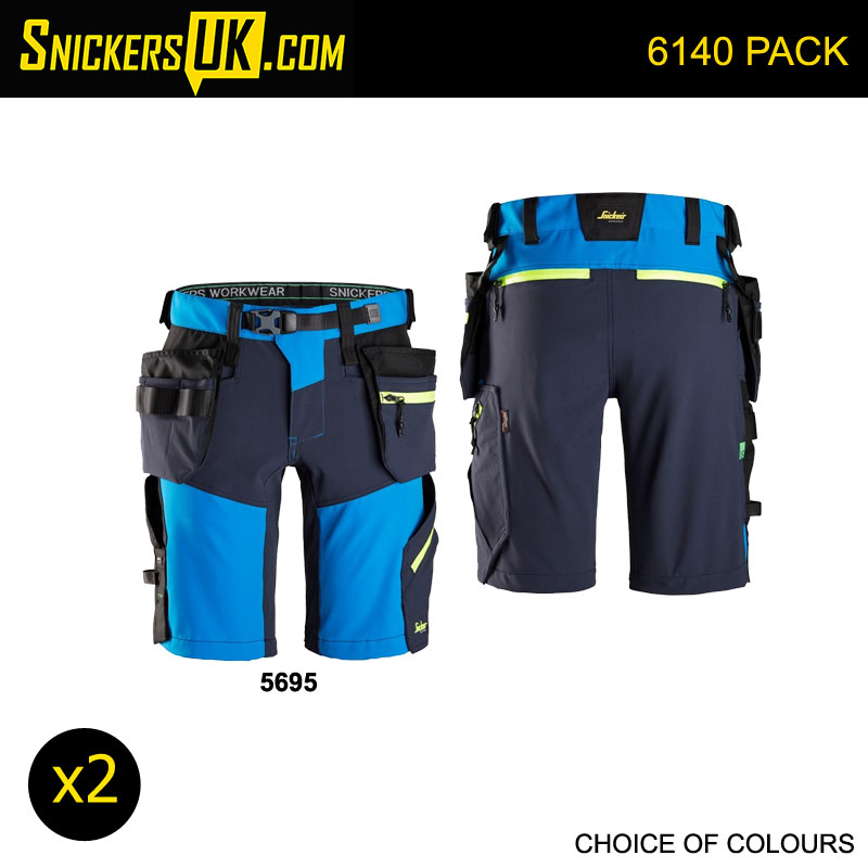 Snickers 6140 FlexiWork Softshell Stretch Holster Pocket Shorts Pack