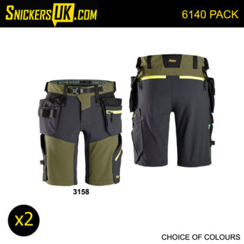 Snickers 6140 FlexiWork Softshell Stretch Holster Pocket Shorts Pack