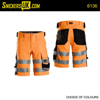 Snickers 6136 High Vis Class 1 Stretch Non Holster Pocket Shorts