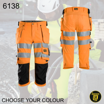 Snickers 6138 High Vis 1/2 Stretch Holster Pocket 3/4 Pirate Trousers