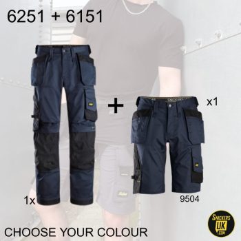 Snickers AllRoundWork Loose Fit Stretch Holster Pocket Trousers & Shorts Pack