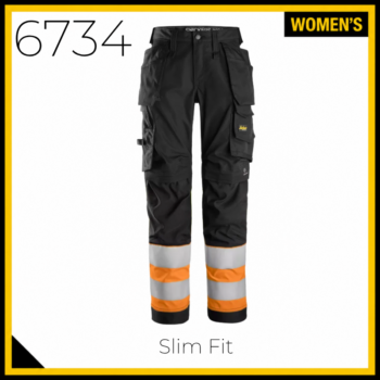 Snickers 6734 Women's High Vis Class 1 Stretch Holster Pocket Trousers