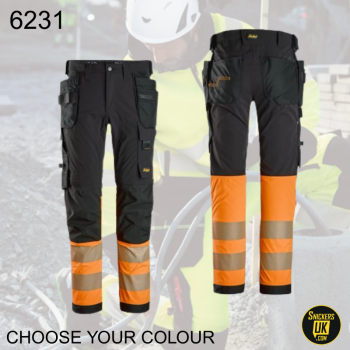 Snickers 6231 High Vis 4 Way Stretch Holster Pocket Trousers