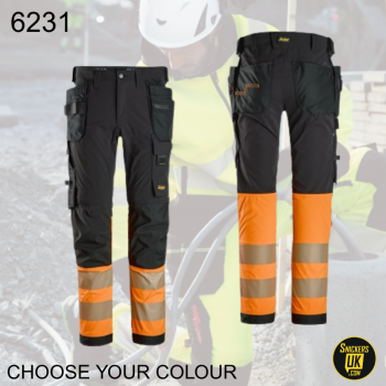 Snickers 6231 High Vis 4 Way Stretch Holster Pocket Trousers